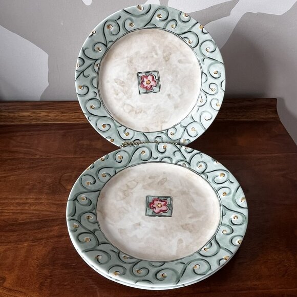 Set of 4 Corelle "Watercolors" Luncheon Plates 8.5" Salad Lunch Flower Corning - Picture 1 of 10